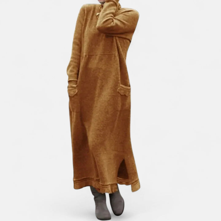 Mara Knitted Maxi Dress – Cozy Long Sleeve Oversized Winter Dress
